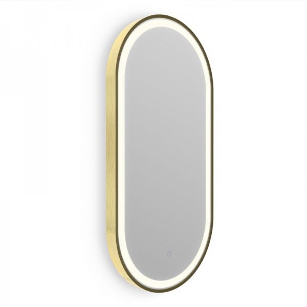 Lomax Light Brushed Brass Illuminated Capsule Mirror  - 2 sizes
